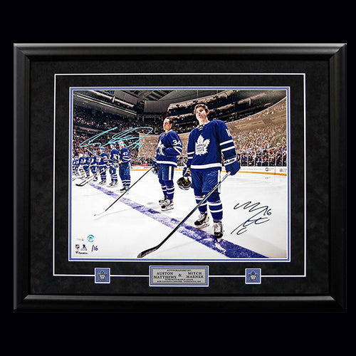 Auston Matthews & Mitch Marner Dual Autographed Blueline Framed 16x20 Photo Limited /16