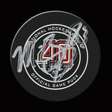 MATTHEW BENNING Autographed Goal Puck With CONNOR MCDAVID Assist From November 13, 2018 vs Canadiens