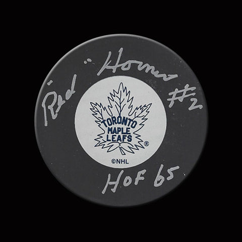Red Horner Toronto Maple Leafs Autographed Puck