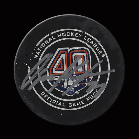 Oscar Klefbom Edmonton Oilers vs Chicago Blackhawks Game Used & Autographed Puck November 1, 2018