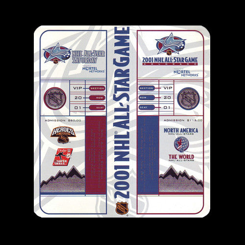 2001 NHL All-Star Game Colorado Commemorative Ticket Stub