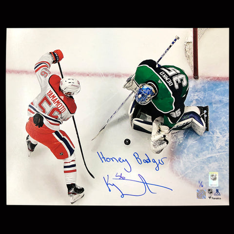 Kailer Yamamoto Edmonton Oilers Autographed & Inscribed "HONEY BADGER" Limited Edition 16x20 Photo /6