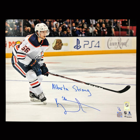 Kailer Yamamoto Edmonton Oilers Autographed & Inscribed "ALBERTA STRONG" Limited Edition 16x20 Photo /6